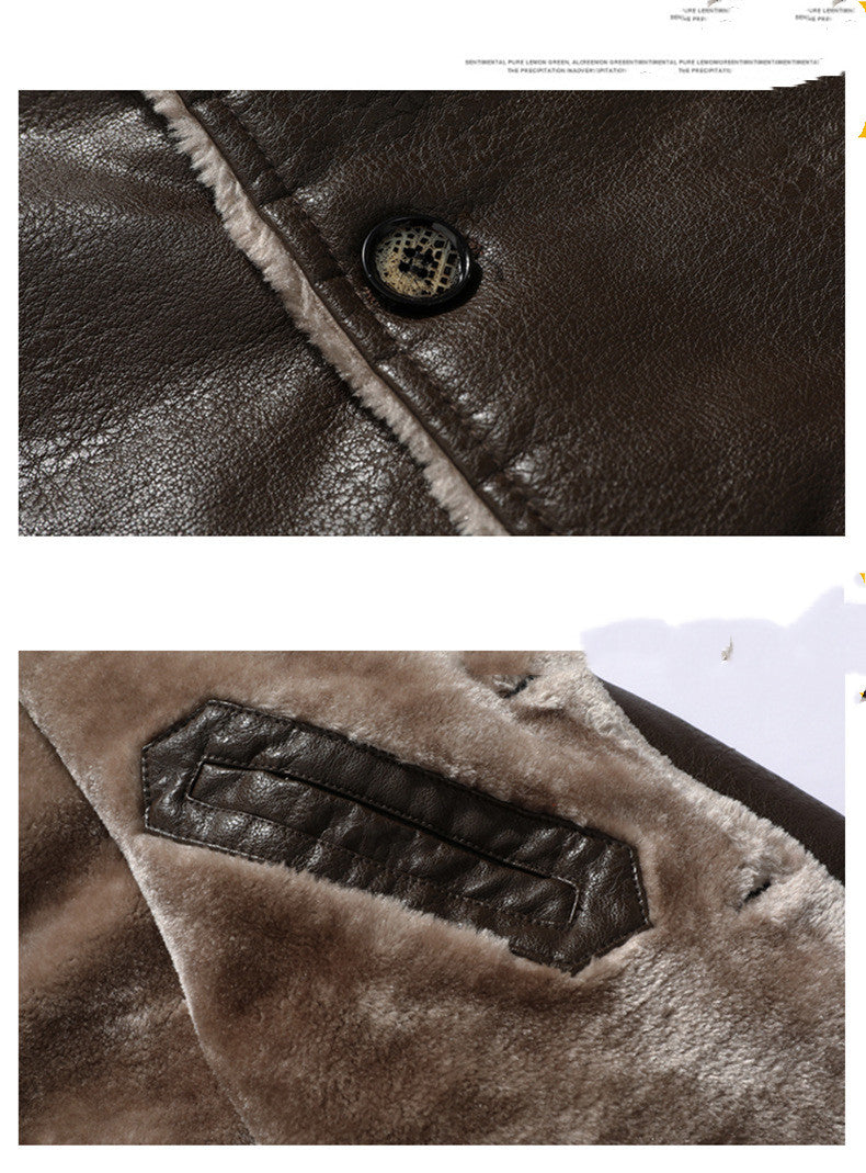 Gary – Plush Lapel Vegan Leather Jacket for Men