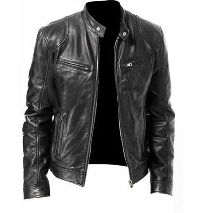 Denise – Warm Zipper Cardigan with Pocket Decorated in Premium Vegan Leather