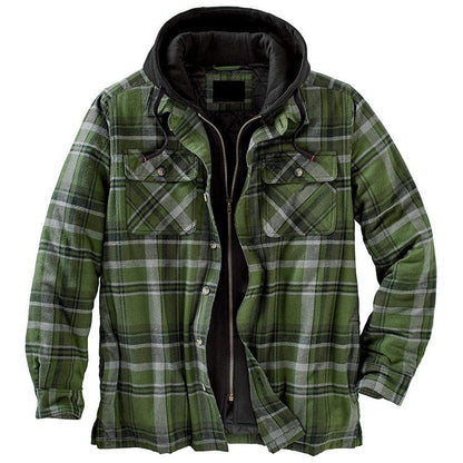 Jamie – Thickened Cotton Padded Plaid Long Sleeve Loose Hooded Jacket