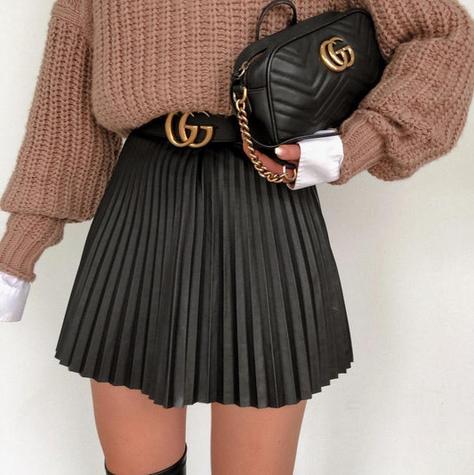 Lauren – Draped Pleated Winter Mini Skirt