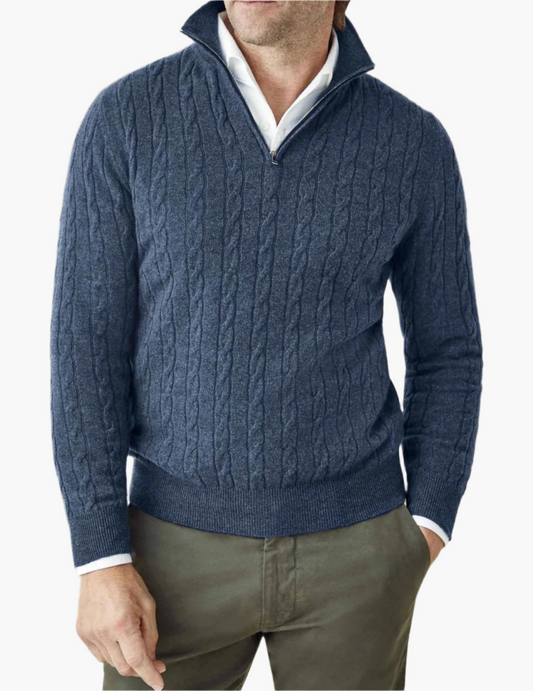 Men's Cable-Knit Quarter-Zip Sweater – Classic Modern Style for Work & Weekend