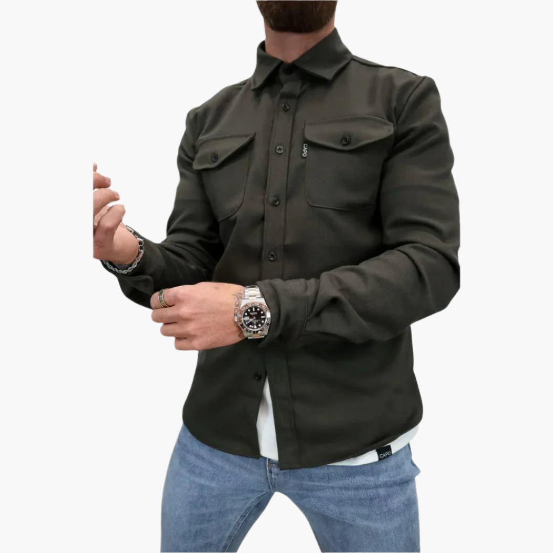 Men's Modern Button-Up Overshirt Jacket - Smart Casual Style