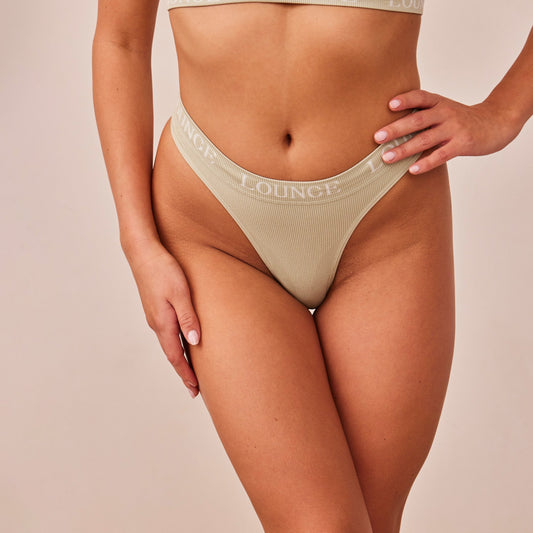 Tara – Seamless Olive Thong with Smooth Fit