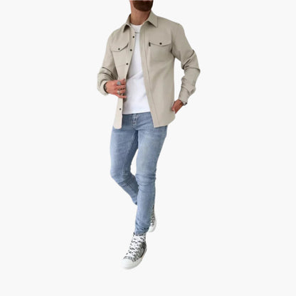 Men's Modern Button-Up Overshirt Jacket - Smart Casual Style