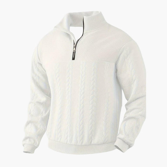 Men's Half-Zip Cable Knit Sweater – Classic Warm Pullover for Everyday Style