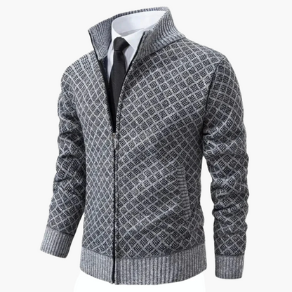 Men's Business Casual Knitted Zip-Up Cardigan Jacket
