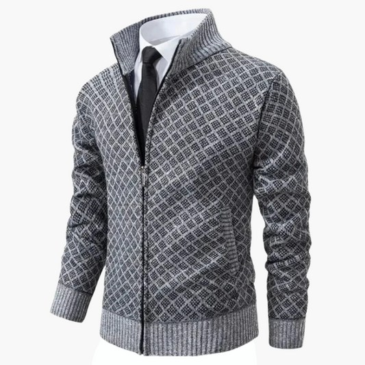 Men's Business Casual Knitted Zip-Up Cardigan Jacket
