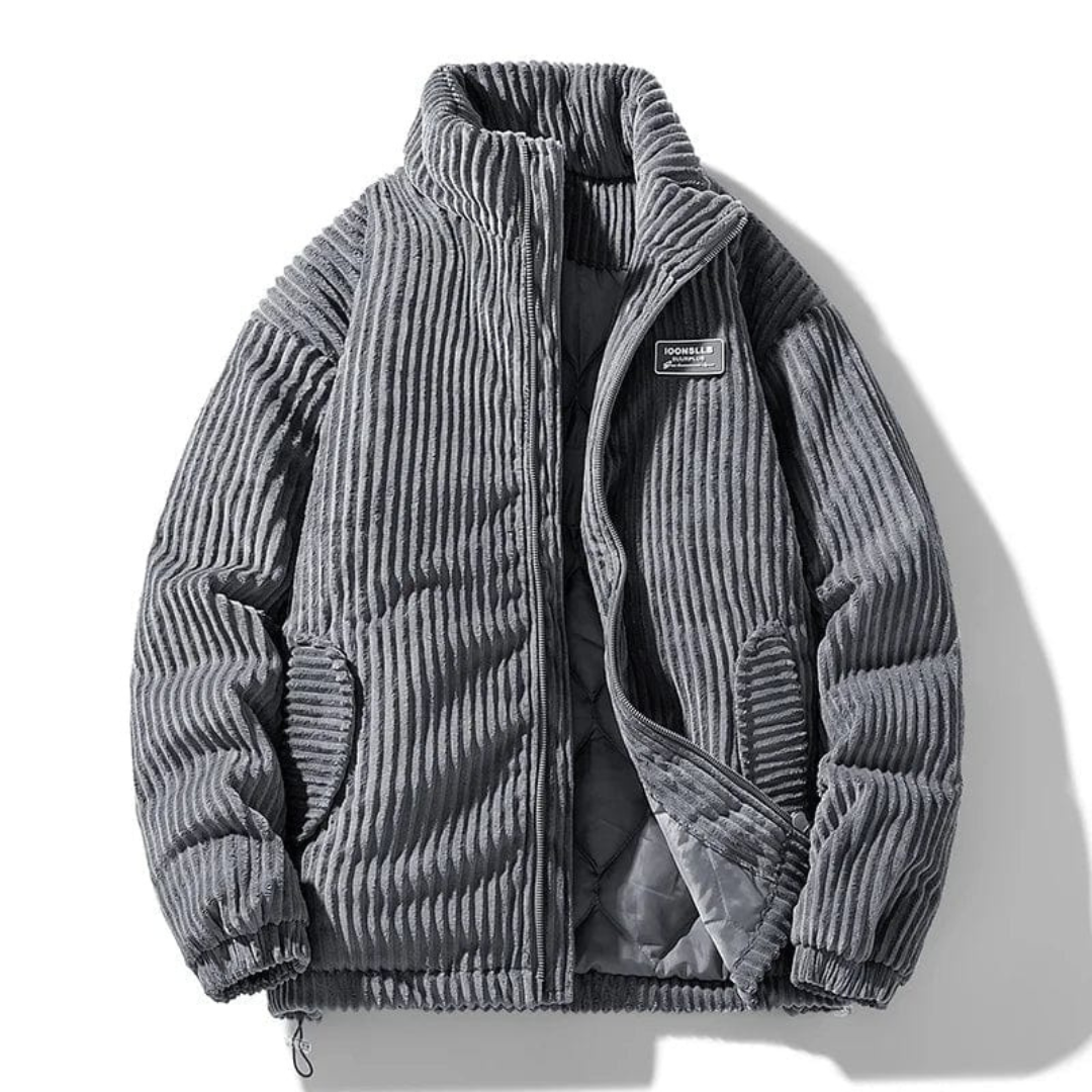 Men's Corduroy Puffer Jacket – Casual Winter Outerwear with Modern Fit