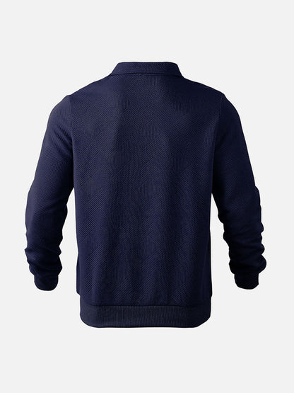 Men's Smart-Casual Textured Half-Zip Pullover Sweatshirt