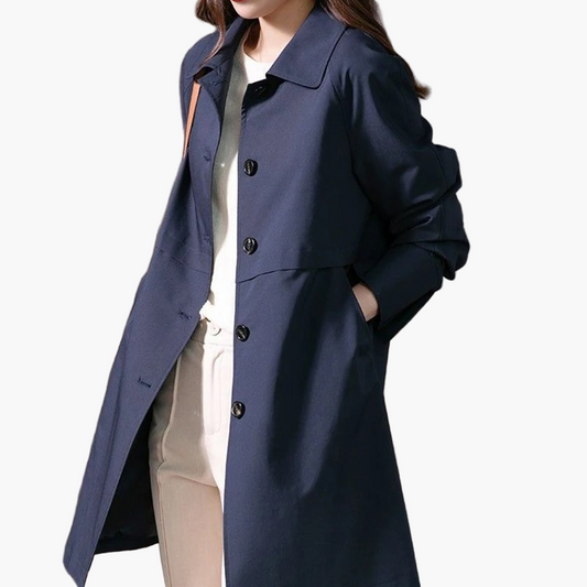 Women's Classic Single-Breasted Trench Coat – Timeless Office & Casual Outerwear