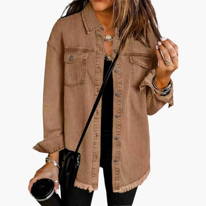 Women's Casual Button-Up Denim Shirt Jacket Oversized Trendy Street Style