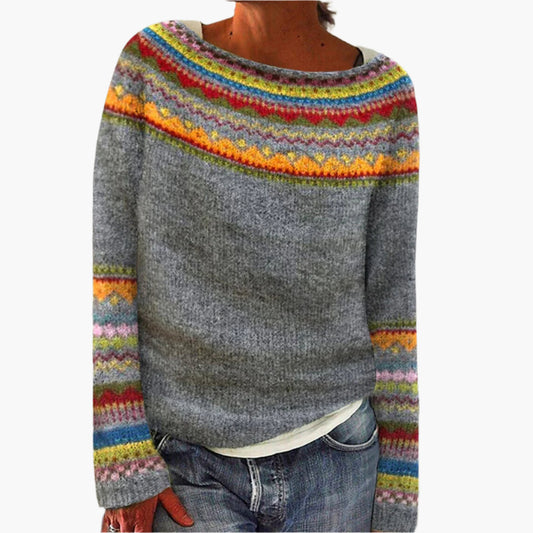 Women's Retro-Style Knitted Sweater, Casual Vintage Pullover for Autumn Winter