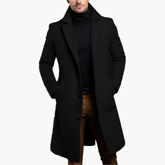 Men's Classic Wool Overcoat – Elegant Winter Business & Casual Outerwear