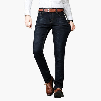 Men's Classic Straight Fit Stretch Everyday Jeans for Work or Casual Wear