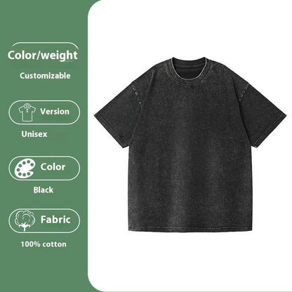 Jim – Loose Cotton Washed T-shirt with Drop-Shoulder