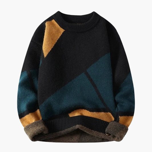Men's Geometric Pattern Casual Pullover Sweater for Everyday Style