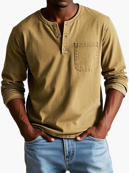 Men's Classic Long Sleeve Henley Shirt for Casual and Everyday Wear