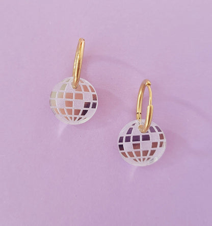 Harriet – Women's Disco Ball Earring Set with Stainless Steel Hoops