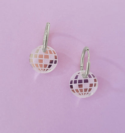 Harriet – Women's Disco Ball Earring Set with Stainless Steel Hoops