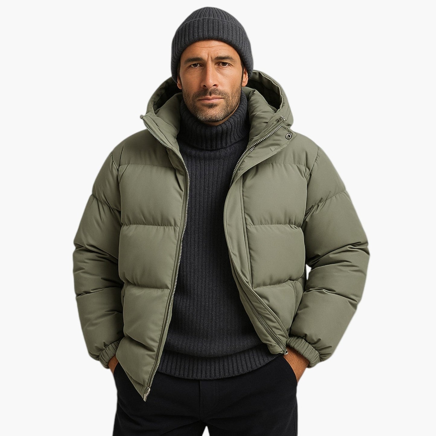 Men's Winter Hooded Puffer Parka Jacket for Urban and Outdoor Use