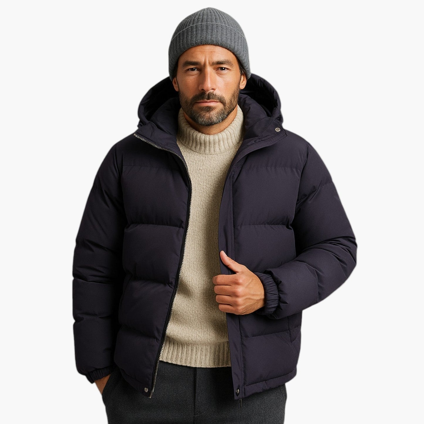Men's Winter Hooded Puffer Parka Jacket for Urban and Outdoor Use