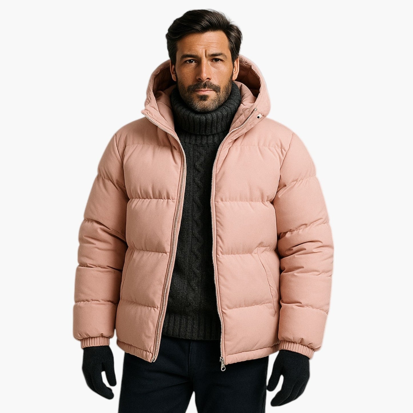 Men's Winter Hooded Puffer Parka Jacket for Urban and Outdoor Use
