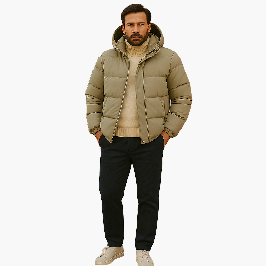 Men's Winter Hooded Puffer Parka Jacket for Urban and Outdoor Use