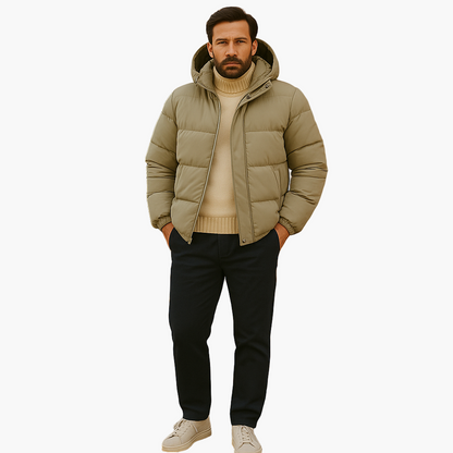 Men's Winter Hooded Puffer Parka Jacket for Urban and Outdoor Use