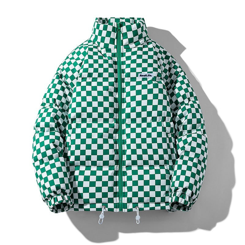 Bryan – Thick Warm Jacket with Chessboard Pattern