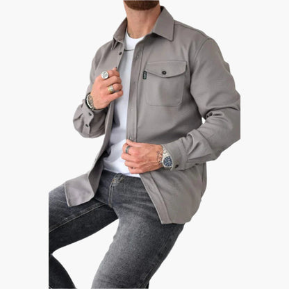 Men's Modern Button-Up Overshirt Jacket - Smart Casual Style