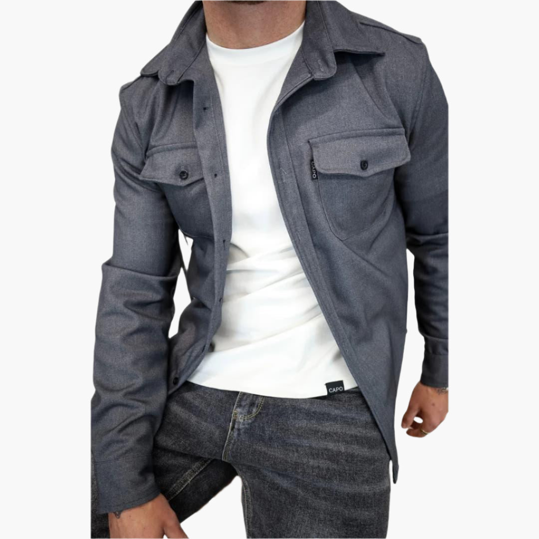 Men's Modern Button-Up Overshirt Jacket - Smart Casual Style