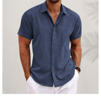 Bob – Men's Solid Color Loose Linen Short-sleeved T-shirt