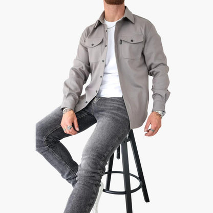 Men's Modern Button-Up Overshirt Jacket - Smart Casual Style