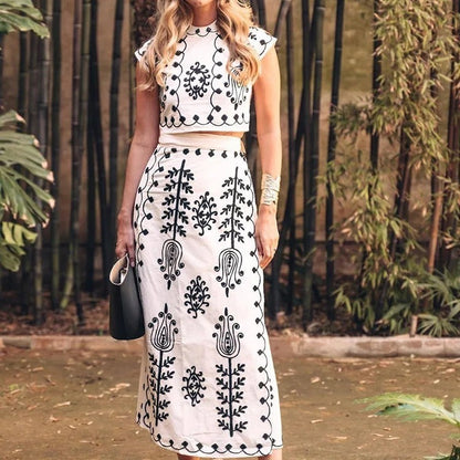 Emma – Two-Piece Vacation Printed Dress