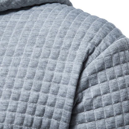 Men's Casual Plaid Textured Hoodie – Modern Relaxed Fit Pullover for Everyday Comfort