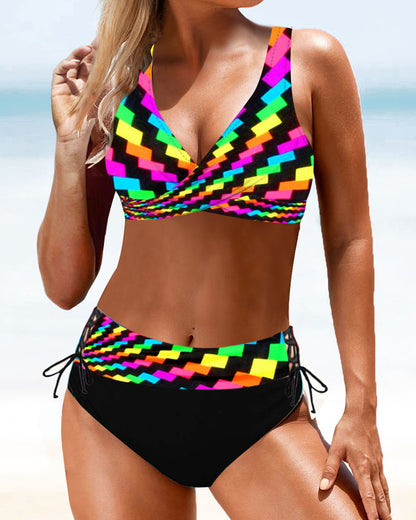 Lynda – Women's High-Waist Multicolor Bikini