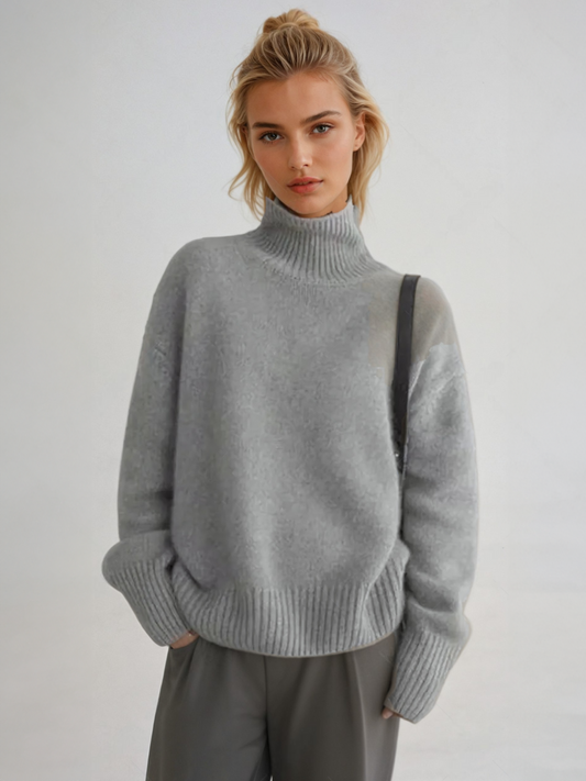 Women's Luxury Turtleneck Sweater, Relaxed Fit, Korean Style – Perfect for Fall and Winter