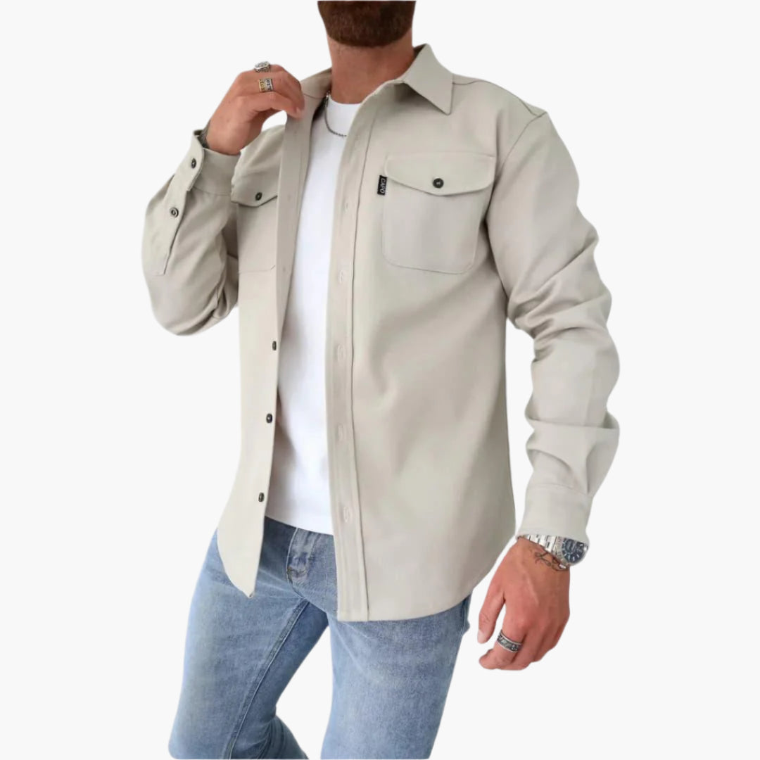 Men's Modern Button-Up Overshirt Jacket - Smart Casual Style