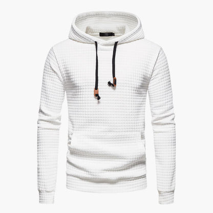 Men's Casual Plaid Textured Hoodie – Modern Relaxed Fit Pullover for Everyday Comfort