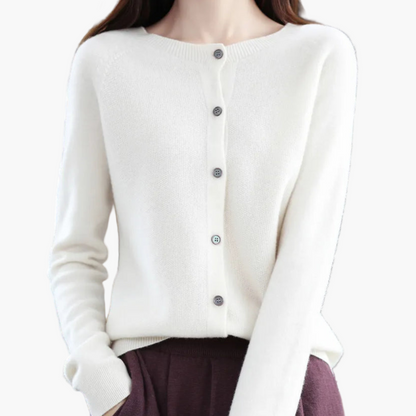 Women's Classic Button-Up O-Neck Cardigan Sweater – Versatile Everyday Style