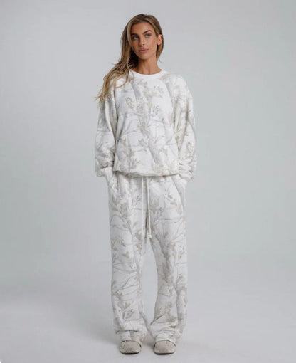 Jennifer – Camouflage Hoodie Maple Leaf Print Two Piece Set