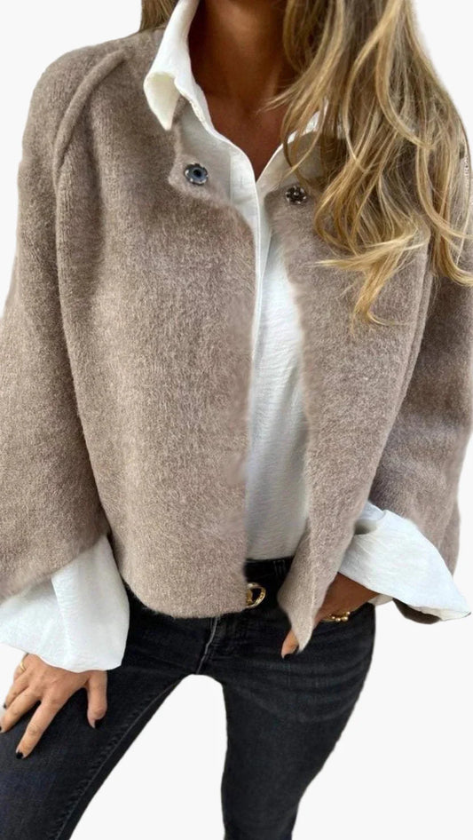 Women's Elegant Short Button-Front Coat for Business and Casual Wear