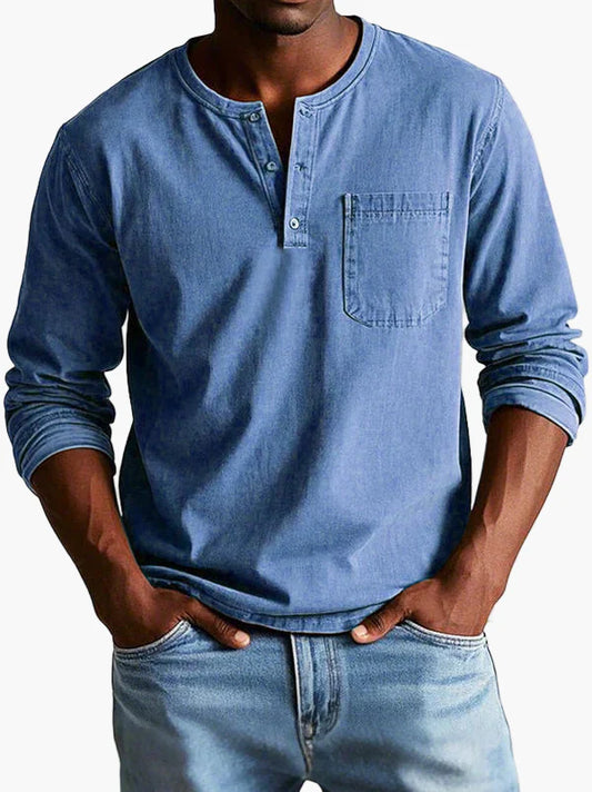 Men's Classic Long Sleeve Henley Shirt for Casual and Everyday Wear