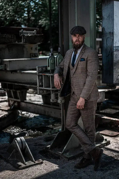 Men's Classic Double Breasted Three-Piece Suit – British Style Formalwear for Weddings and Events
