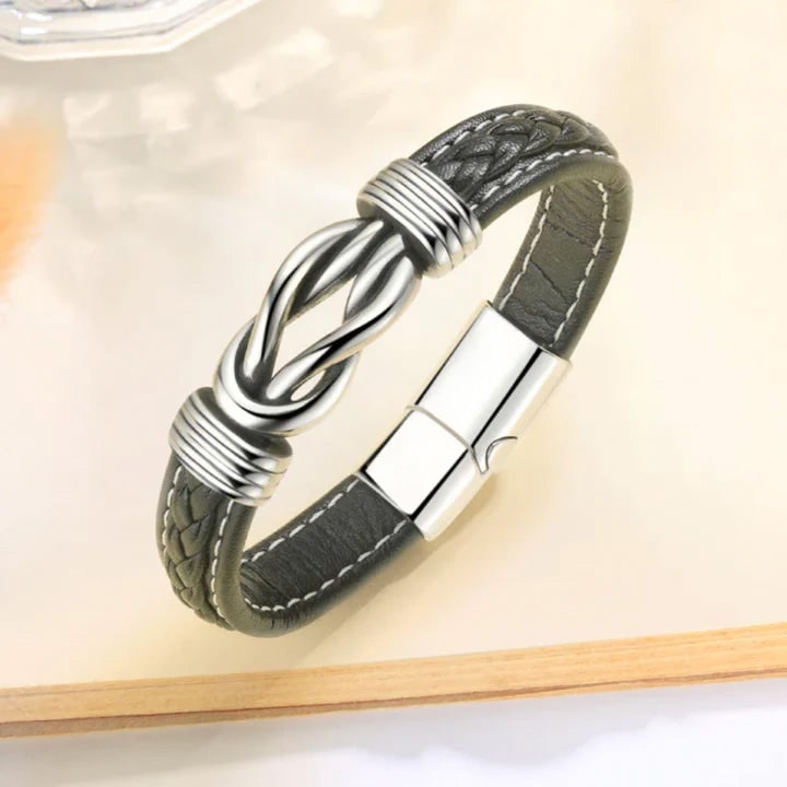 Gerald – Men's Braided Vegan Leather Bracelet with Infinity Knot