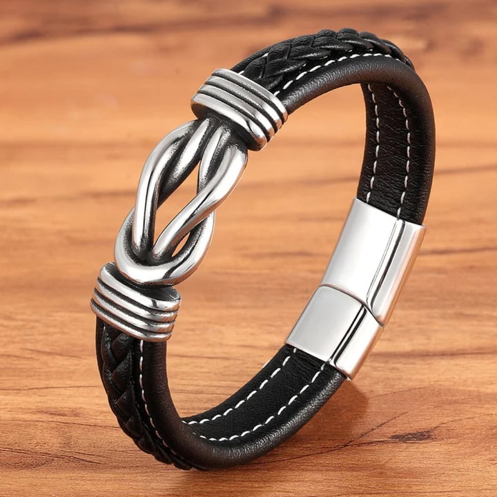 Gerald – Men's Braided Vegan Leather Bracelet with Infinity Knot