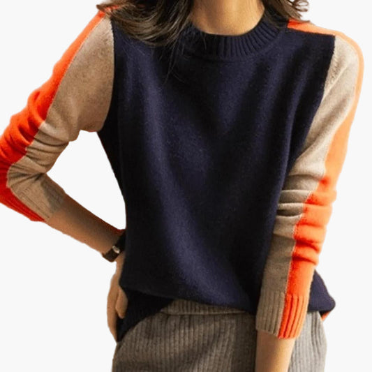 Women's Modern Graphic Stripe Pullover Sweater - Trendy Casual Urban Style