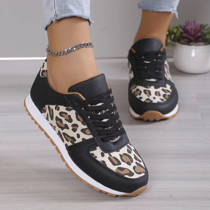 Betty – Leopard Print Lace-up Sneakers