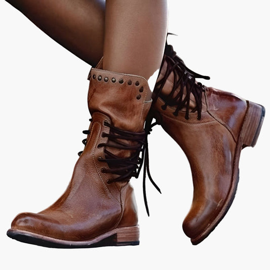 Women's Vintage Lace-Up Leather Boots – Adventure-Ready Classic Style