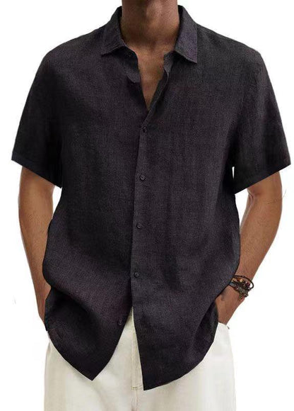 Men's Casual Short Sleeve Button Down Linen Blend Shirt – Relaxed Summer Style